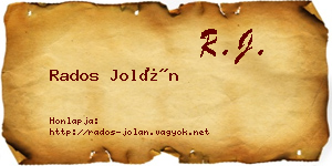 Rados Jolán névjegykártya
